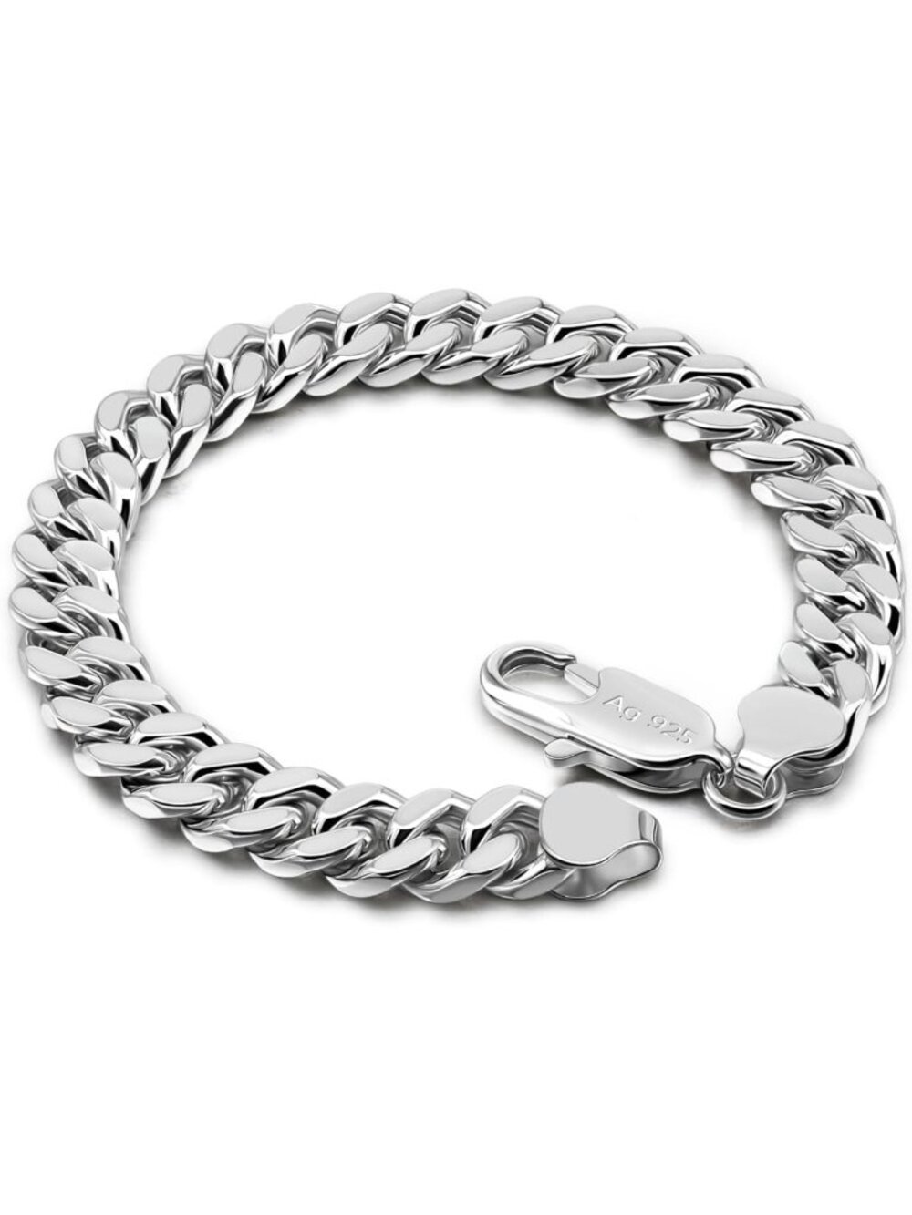 Stylish 925 Sterling Silver Miami Cuban Link Chain Bracelet for Men, 8MM-14MM